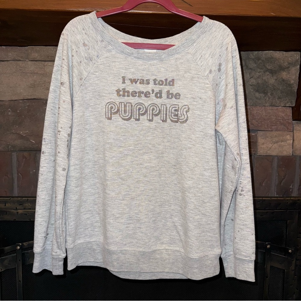 Gray Graphic Sweatshirt - Puppies